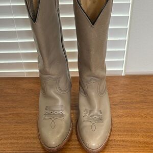 Frye Women's Taupe Leather Western Heeled Boots